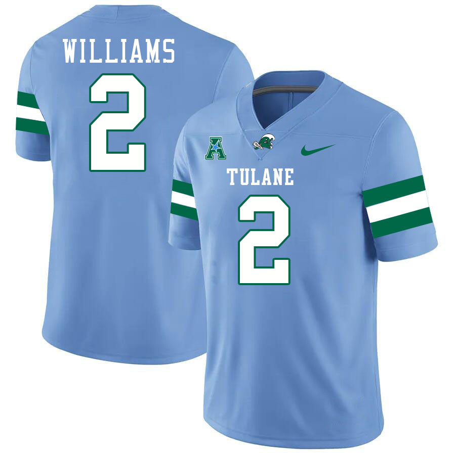 #2 Dorian Williams Tulane Green Wave Jersey College Football Uniforms,Apparels Stitched-Blue